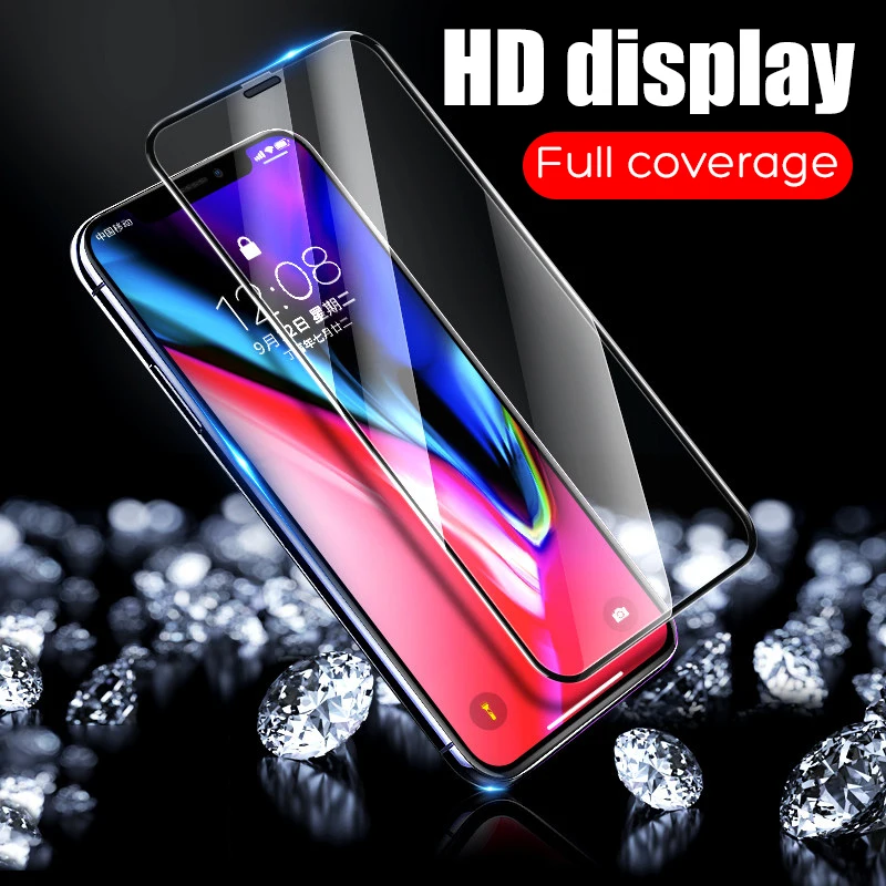 2 шт Полное покрытие защитное стекло для iPhone 11 Pro Max Закаленное стекло пленка на iPhone X XR XS Max 6 7 8 Plus защита экрана