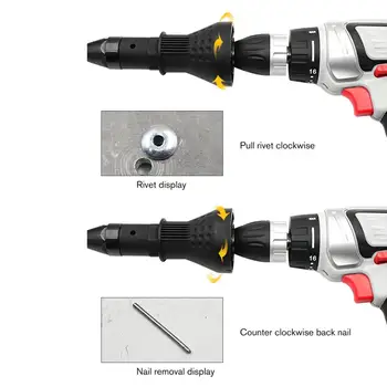 

Electric Rivet Nut Gun Riveting Tool Cordless Riveting Drill Adaptor Insert Nut Tool 2.4mm-4.8mm Riveting Drill Adapter