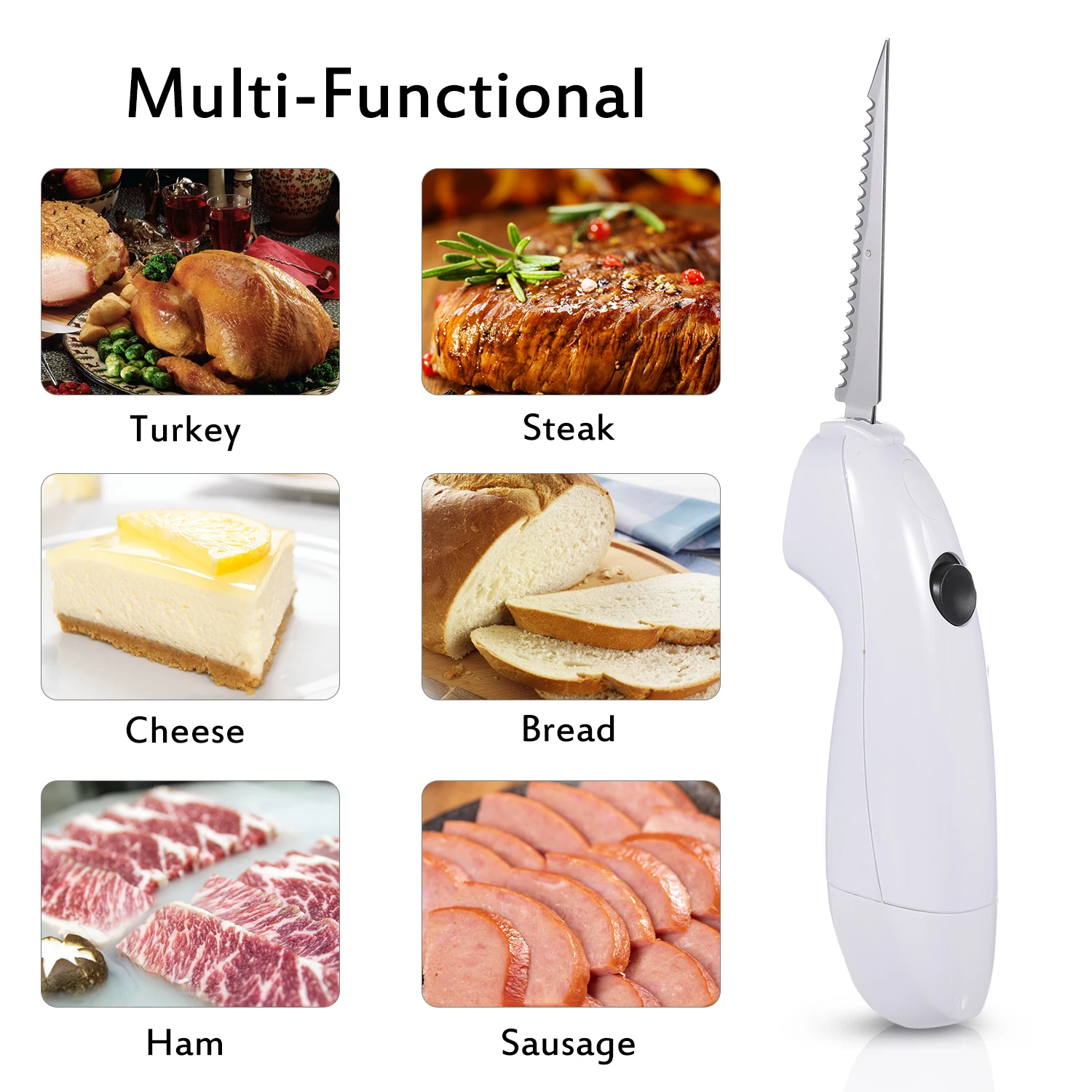 Electric Steak Knives Slice Meat Cutter Beef Steak Knife Electrical Food Cutter Kitchen Gadget Tools for Roast Turkey Ham Bread