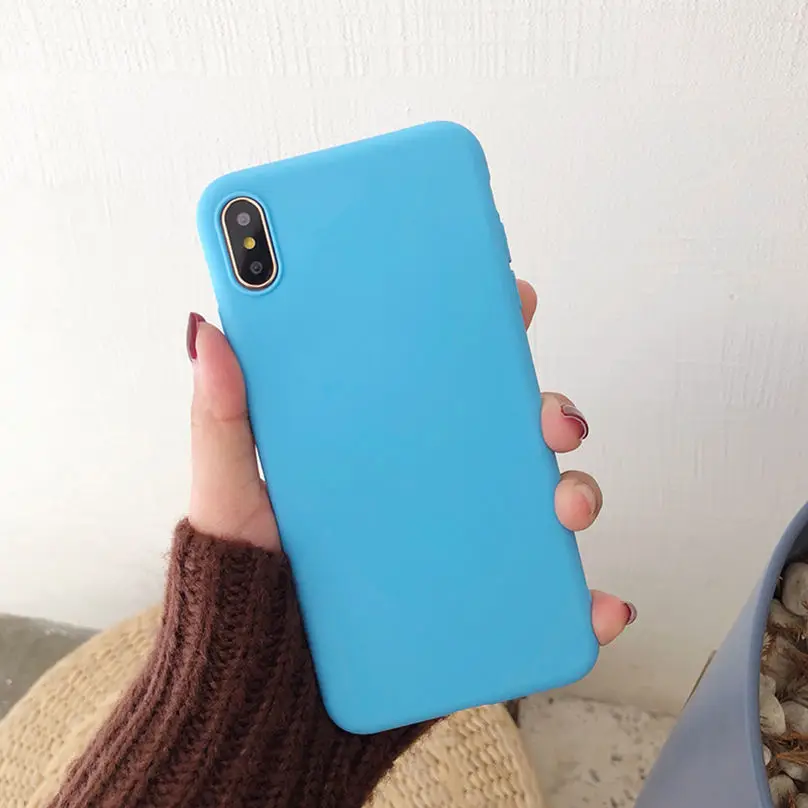 Силиконовый чехол ярких цветов для Iphone 11 Pro Xs Max X Xr 8 7 6s 6 Plus, Ультратонкий Мягкий чехол из ТПУ на заднюю панель, чехол для Iphone 5S, SE 5 S - Цвет: blue