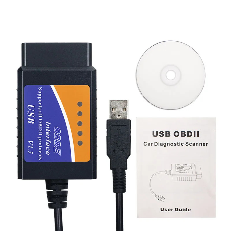 Лучшая цена ELM327 HW V1.5 SW V2.1 Автомобильный сканер считыватель кодов ELM 327 USB интерфейс OBD2 разъем диагностический инструмент