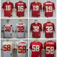 Stitiched, Канзас-Сити, Деррик Томас, Джереми Маклин, Маркус Аллен, Лен Доусон, возврат для мужчин Джерси