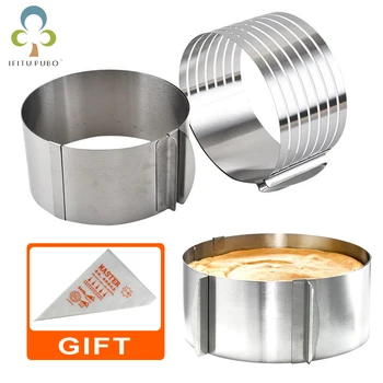 

1Pc Adjustable Mousse Ring 3D Round Cake Molds Stainless Steel Baking Moulds Kitchen Dessert Cake Decorating Tools GYH