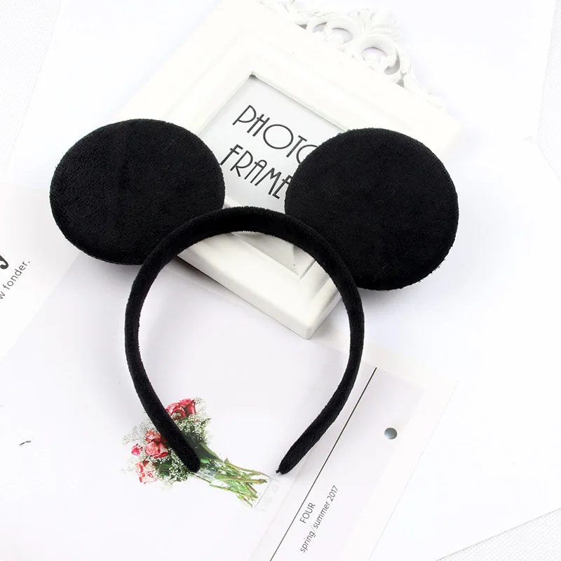 Christmas Black Mickey Ears Shiny Headbands Bows for Girls Baby Hair Accessories Birthday Party Celebration Hair Hoop Hot