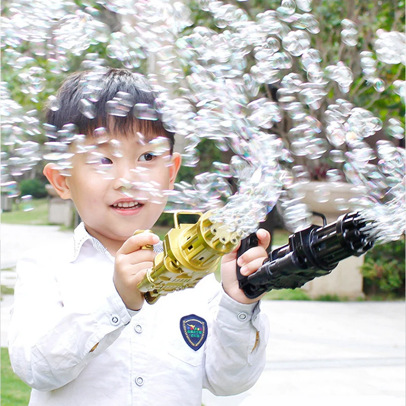 

Children Bath Toy Electric Gatling Bubble Gun Kid Summer Soap Water Bubble Machine Plastic Bubble Gum Toys