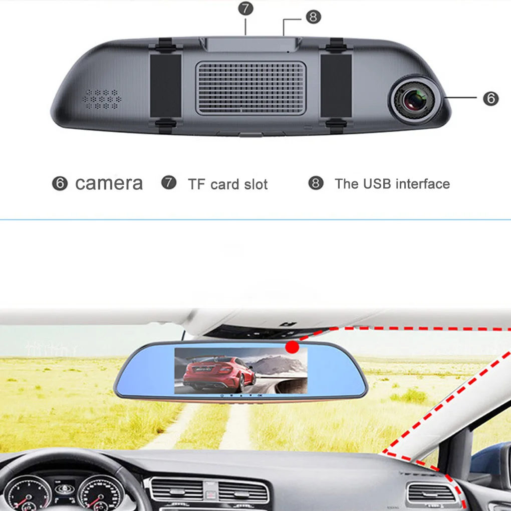 1080P HD Автомобильный видеорегистратор Камера 7 дюймов автомобиля и передного вида ДВР Двойной объектив видео Регистраторы g-сенсор обнаружения движения