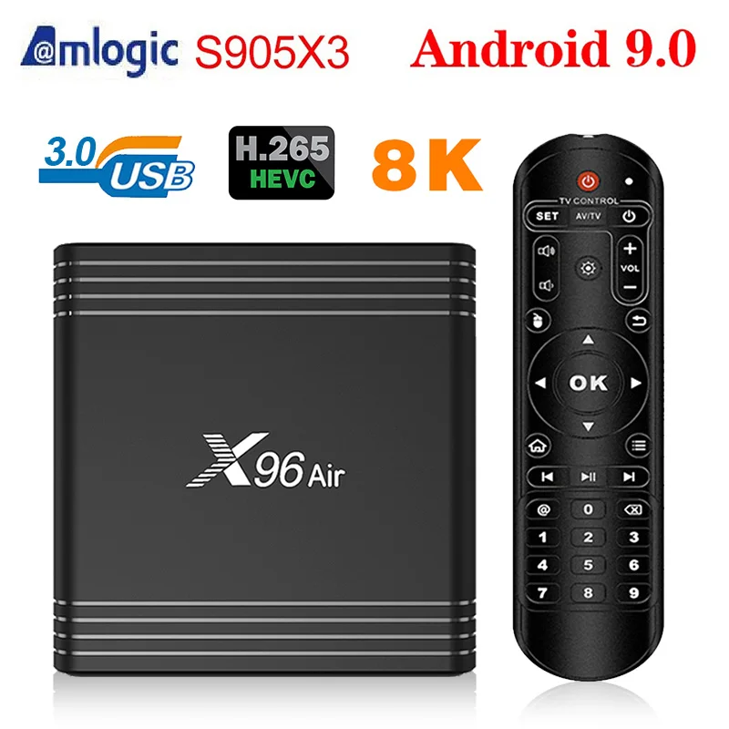 ТВ бокс X96 Air Support 8K 4G 32G/64G Android 9 0 S905X3 медиаплеер 1000M Box Поддержка BT медиаплеера