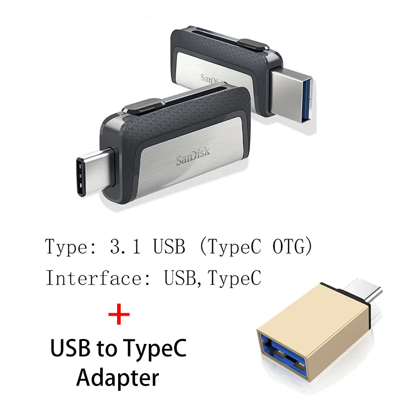 Sandisk type C OTG USB флэш-накопитель 64 128 ГБ Флешка 128 Гб 64 ГБ 32 ГБ 256 ГБ флеш-накопитель 3,1 USB флешка диск на ключе памяти для телефона - Цвет: SDDDC2 B