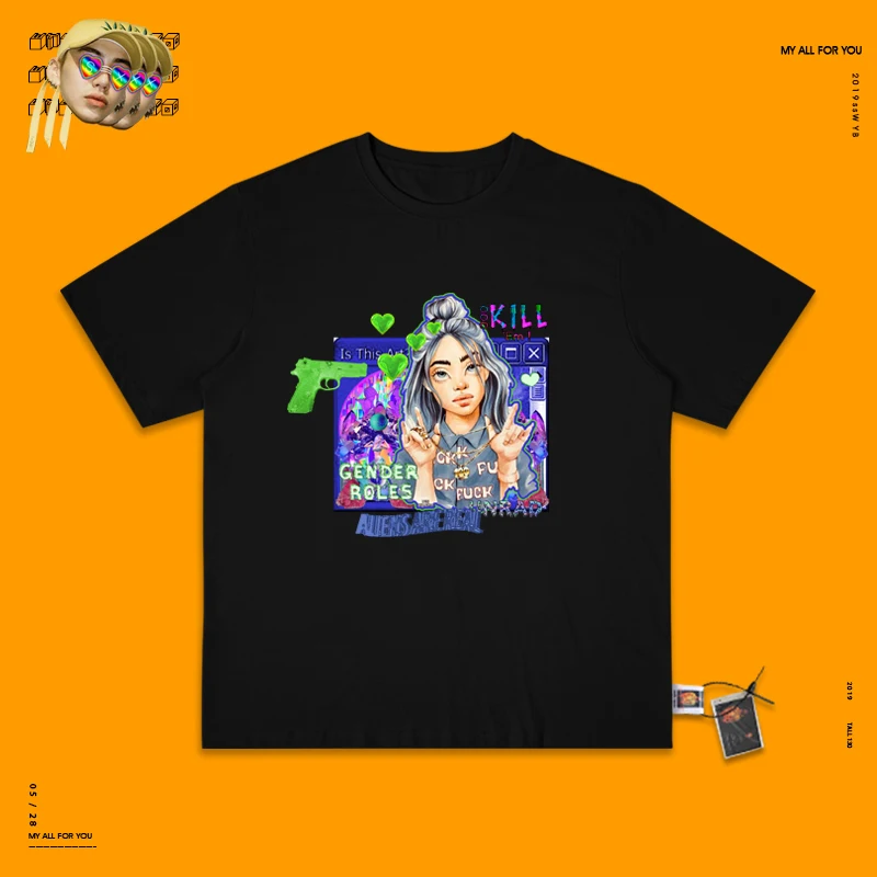 Rap Singer Pyrus Pear Periphery Billie Eilish Fluorescence Green Hip-hop Ins Loose Short Half Sleeve T Shirt