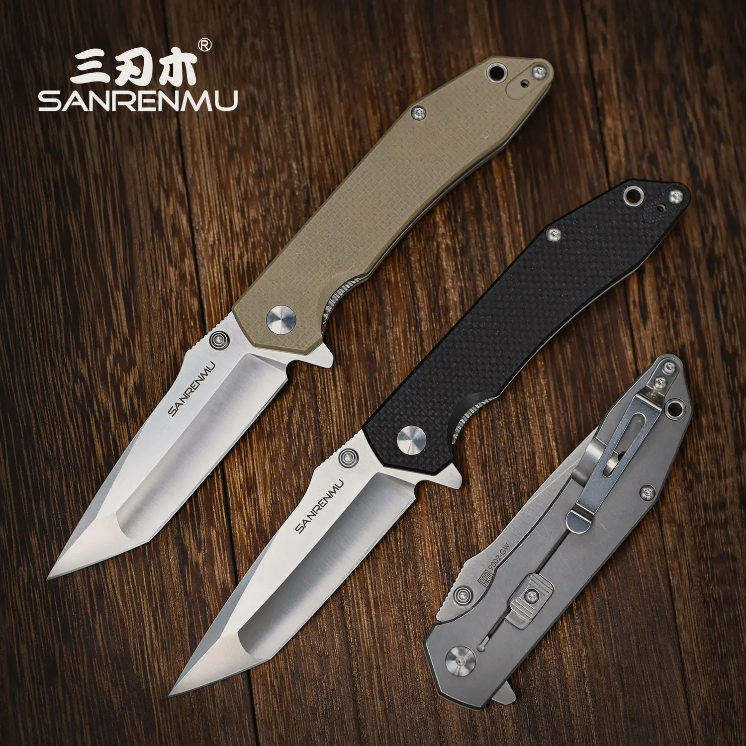 

SANRENMU Outdoor Pocket Folding Knife 12C27 Blade G10 Handle Camping Hunting Survival Rescue EDC Tool knives SRM 9001/9002