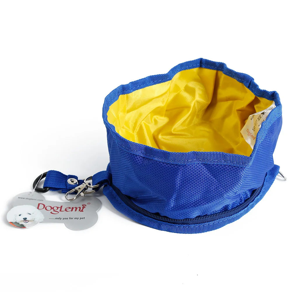 Blue Terylen миска для домашних животных, кормушка, переносная Складная Водонепроницаемая миска для собак, кошек, на открытом воздухе, для Походов, Кемпинга - Color: Blue