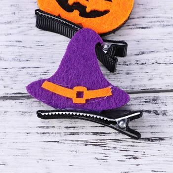 

6PCS Hair Barrettes Clip Witch Pumpkin Cat Halloween Party Dress Up Accessories