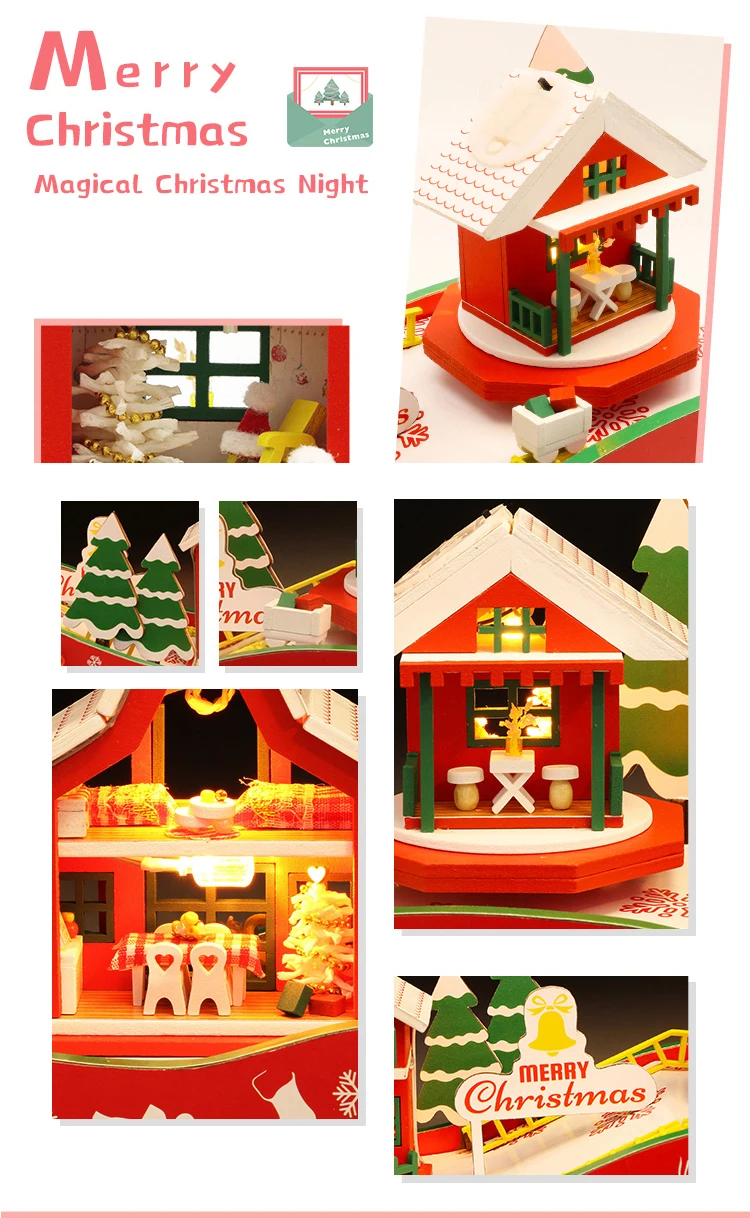 CUTEBEE DIY Doll House Wooden Doll Houses Miniature Dollhouse Furniture Kit with LED Toys for children Christmas Gift Casa M908