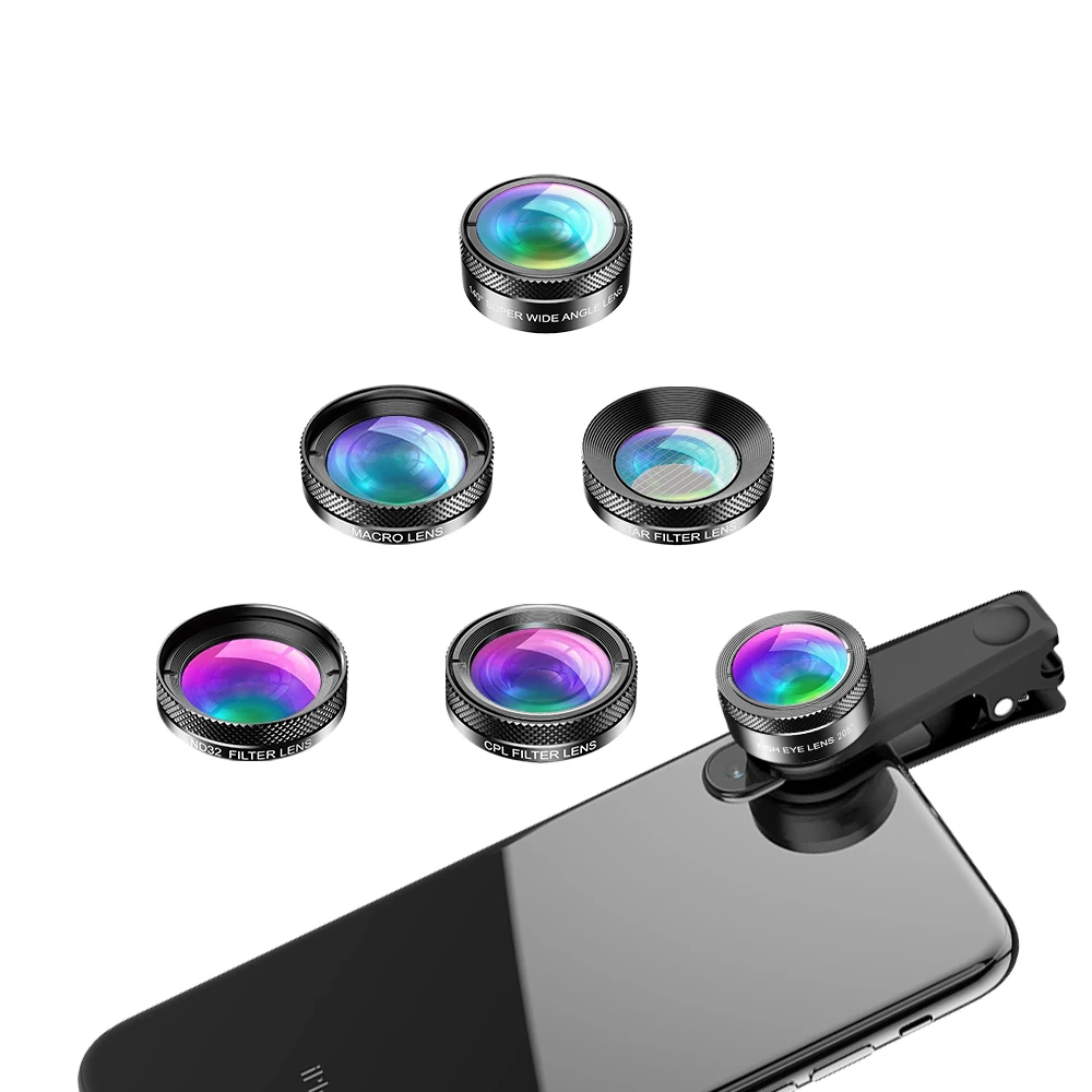APEXEL 6 в 1 объектив для камеры телефона рыбий глаз широкоугольный макрообъектив cpl фильтр 2X tele для iPhone huawei все телефоны дропшиппинг