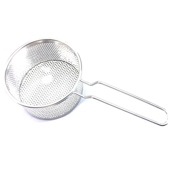

304 Stainless Steel Hot Frying Fried Basket Frying Pan Filter Food Colander Oil Leak Cocoa Sieve Mesh Noodle Dumplings Strainer