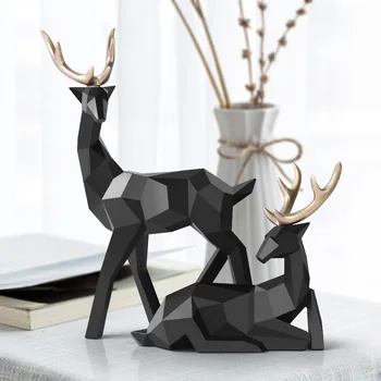 

NORDIC FIGURINES DEER STATUE GEOMETRIC RESIN HOME DECOR STATUES DEER FIGURE SCULPTURE MODERN DECORATION ABSTRACT HOME DECORATION