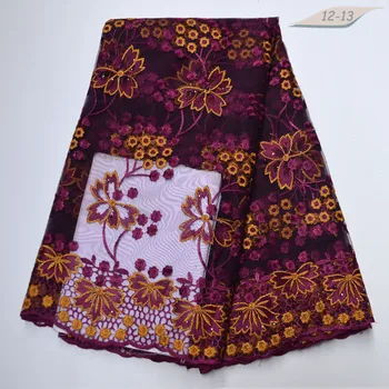 

2019 Soft French Tulle Net Laces Latest Purple African Fabrics For Women's Wedding Dress with Stones&Flower Embroidery 02