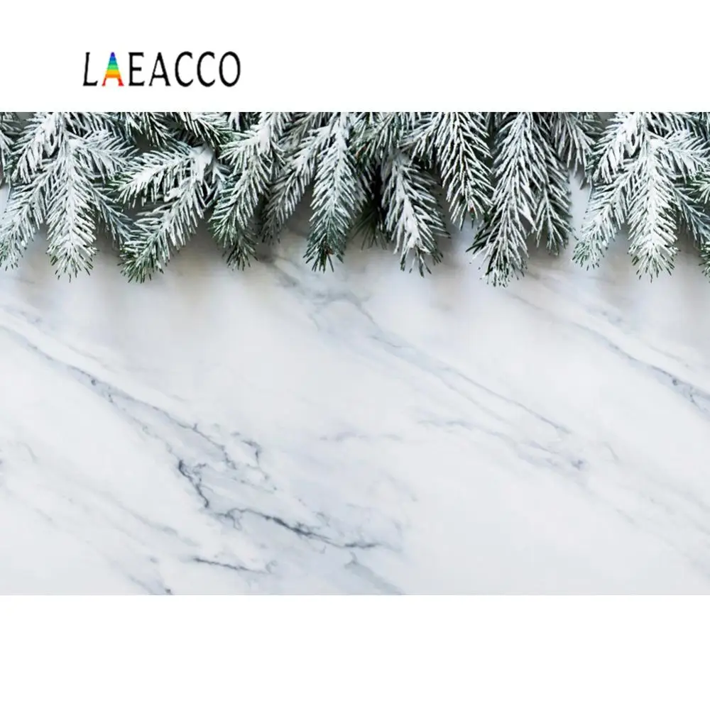 Laeacco мраморные зимние фоны для фотосъемки Белые сосновые снежные вечерние