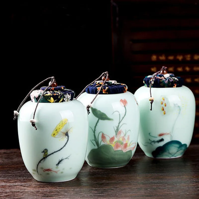 Portable Tea Caddy Travel Bag, Sealed Ceramics Jar, Tea Storage, Moisture Proof Containers, Kitchen Spice Coffee Canister