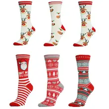 Женские красивые новогодние носки Новые Шерстяные Носки с рисунком снежинки, лося, Санта Клауса женские Рождественские зимние милые плюшевые теплые носки горячая распродажа