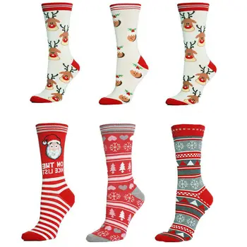

Women's Lovely Christmas Socks New Snowflake Elk Santa Claus Pattern Wool Socks Female Xmas Winter Cute Plush Warm Sock Hot Sale