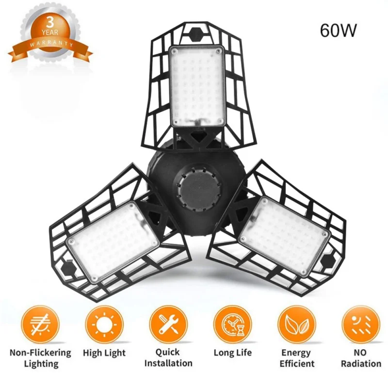 LED Garage Lamp With PIR Motion Sensor LED Workshop Lights Deformed Folding Chandelier Mining Lamp Factory Lampwith