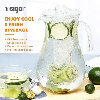 

New 2800ML PMMA Water Kettle Jug Serving Juice Tea Pot Jug Heat Resistant Transparent Kettle Dispenser Ice Holder Kitchen Tools