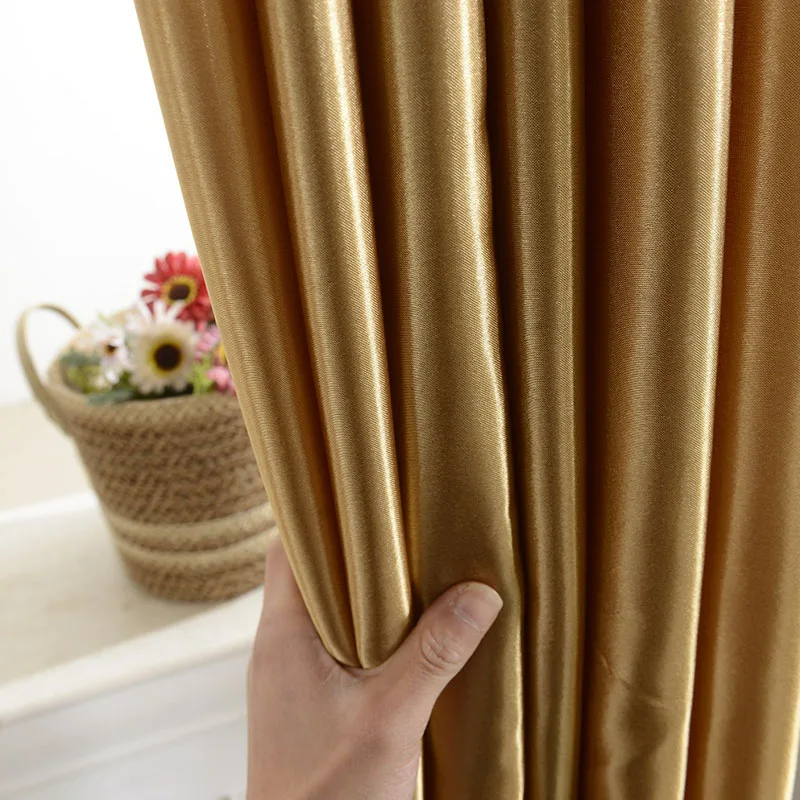 

12 Color Window Curtains For Living Room Bedroom Rod Pocket Grommet Top Modern Satin Underlay Blackout Translucent Panel Curtain