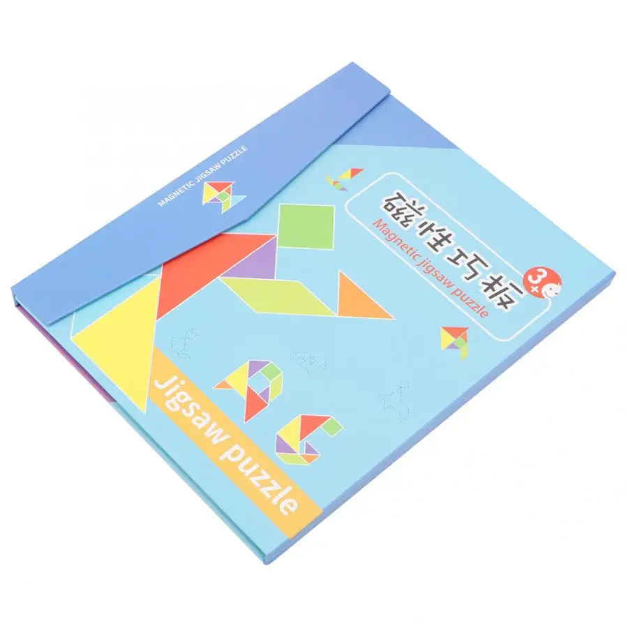 Монтессори Детские магнитные головоломки Tangram Borad Игрушка Дети Красочные обучения геометрические формы рассечение IQ шаблон развивающие игрушки