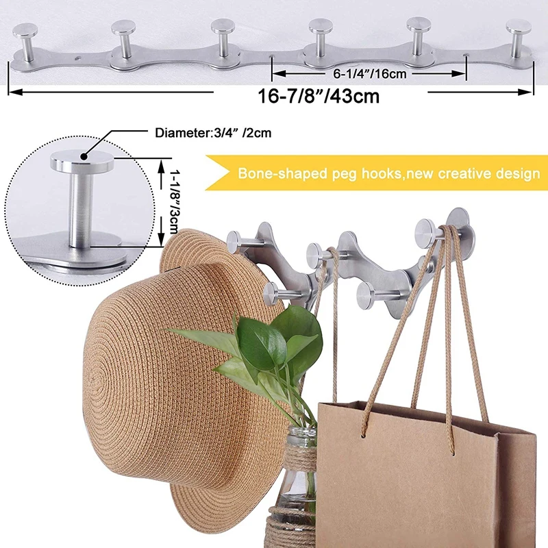 Wall-Mounted Wall-Mounted Hangers 360 Rotary Expandable Wall-Mounted Hangers with 6 Coat Hooks, Coats, Terry Bathrobes, Coat Rac