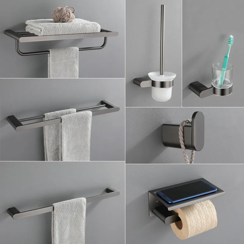 

Набор аксессуаров для ванной комнаты из нержавеющей стали 304, серого цвета