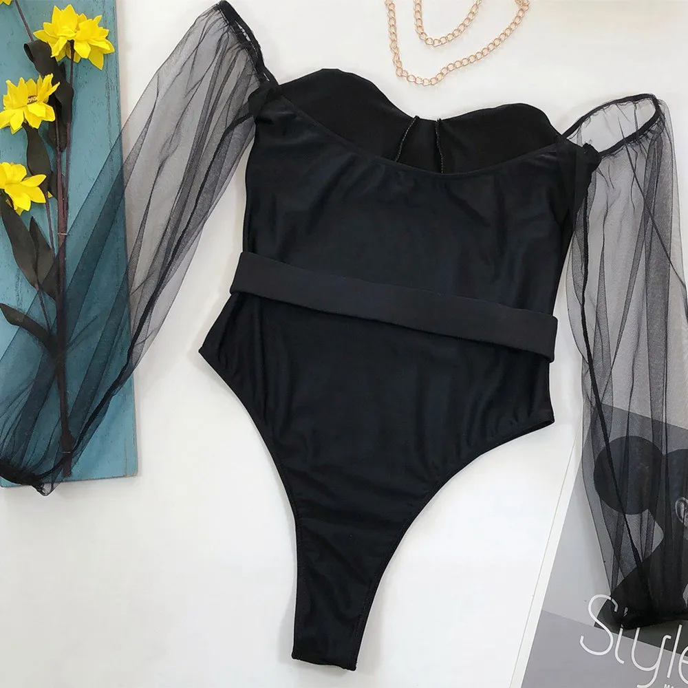 Сексуальный цельный купальник монокини с пуш ап из сетки 2020 цельные костюмы