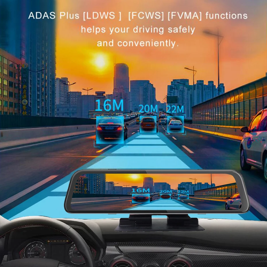 Wexune 1" ips Приборная панель автомобиля Android 8,1 2GB+ 32GB ADAS DashCam 4G gps Автомобильный видеорегистратор Камера в зеркале заднего вида wifi 1080P видеорегистратор