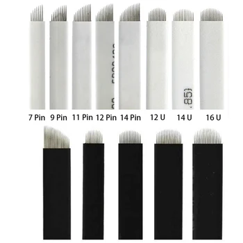 

100pcs Microblading Needles 0.16mm nano Agulhas lamina para tebori Flex 12U Shape Tattoo needle for Tebori Manual Eyebrow Pen
