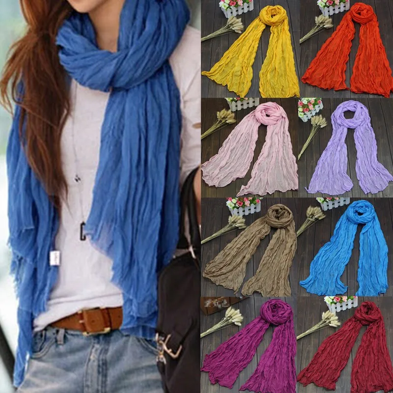 Linen Scarf Autumn Winter Popular Candy Color Long Voile Thin Soft Warm Women Clothing Collocation Ladies Shawl 1PC |