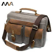 Винтажная/Ретро сумка Холст+ настоящая Crazy Horse кожаная сумка высокого качества Повседневная сумка через плечо для мужчин