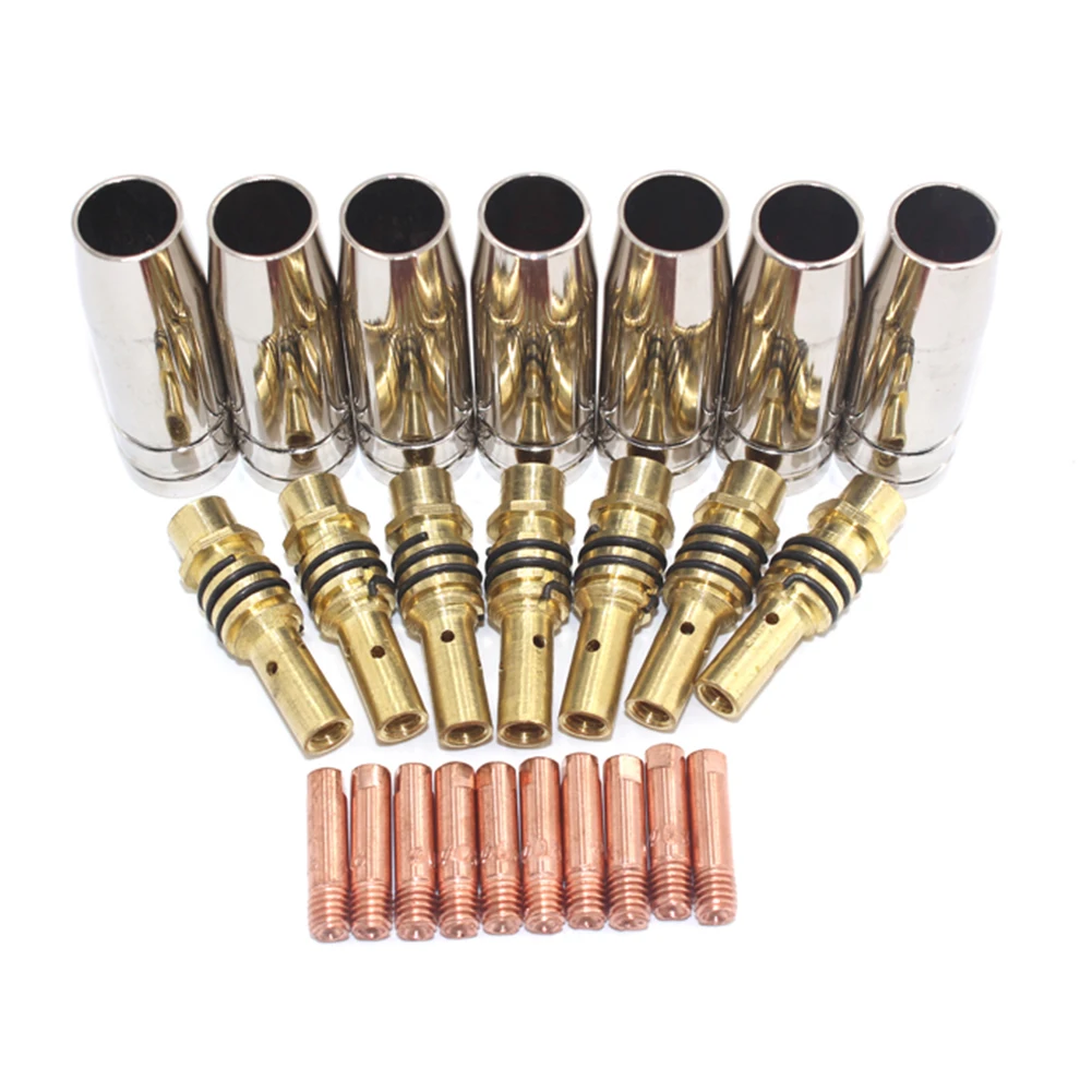 24PCS Tips Wrench Link Rod Accessories Metal Consumables Electrode Welding Machine Shield Cups Kit Durable For Binzel 15AK Torch