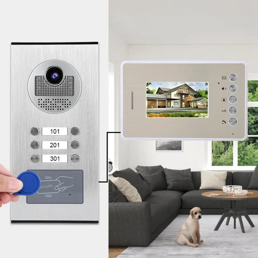 

Smart Doorbell 4.3in 3 Monitors Video Intercom Night Doorbell Intelligent Doorphone System