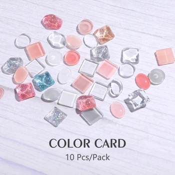 

10 Pcs Gel Nail Polish Color Label Transparent Round Square Oval UV Gel Nail Colors Display DIY Nail Art Decoration