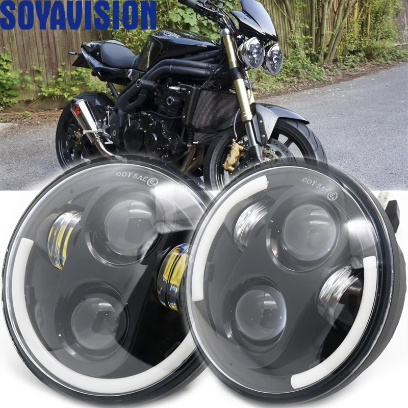 2x5 75 дюйма светодиодные фары дальнего/ближнего света halo для Triumph Rocket iii 3 &amp Speed Triple