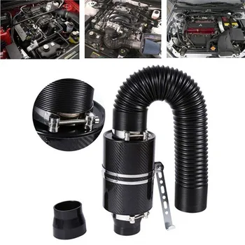 

Car Ram Filter Box Cold Air Intake Bellows System 3" Carbon Fiber Car Induction Ram Cold Air Filter Enclosed Intake Hose Kit