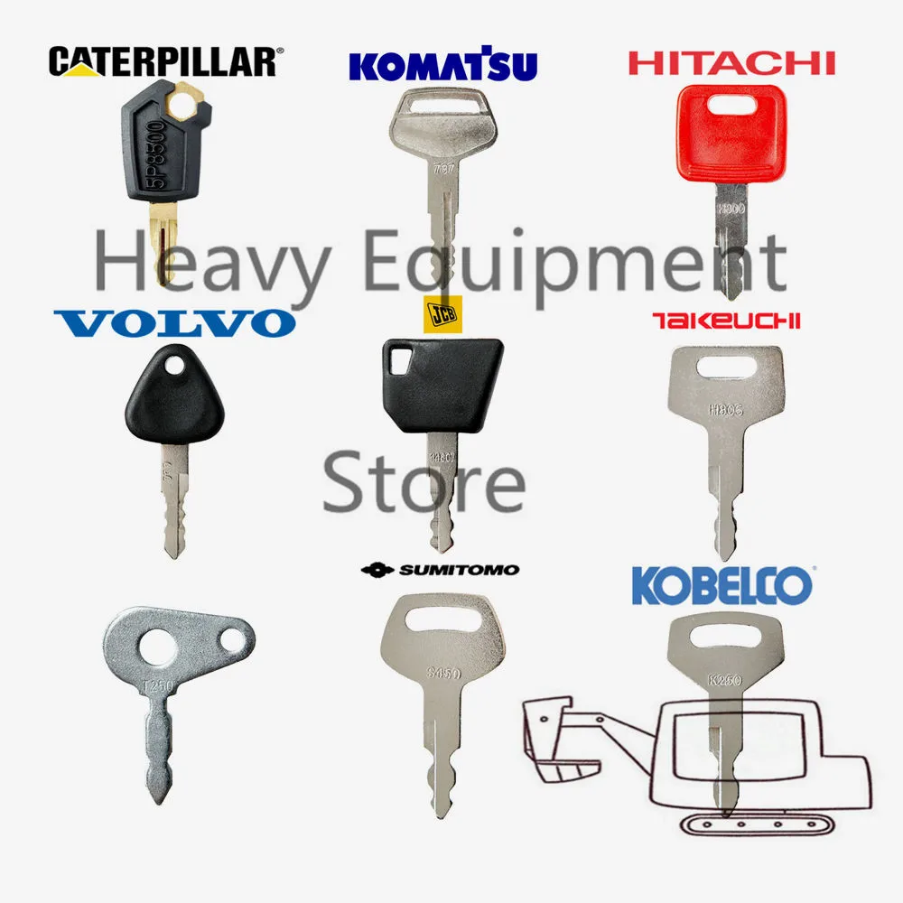 

9 Key Set For Caterpillar Komatsu Hitachi Volvo Jcb Takeuchi Lucas Sumitomo Kobelco Doosan Excavator