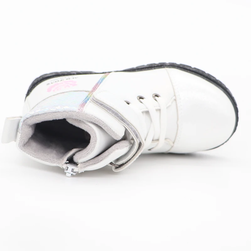 2020 Spring New Children White Boots PU Leather Litchi pattern Girls Boys Boots Zip Side Fashion Rubber Kids Martin Boots27-32