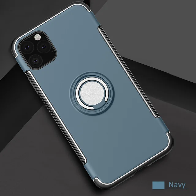 Для iphone 11 Pro Max роскошный противоударный чехол металлическое кольцо-держатель Комбинированный силиконовый чехол для iphone xx чехол для телефона - Цвет: Синий