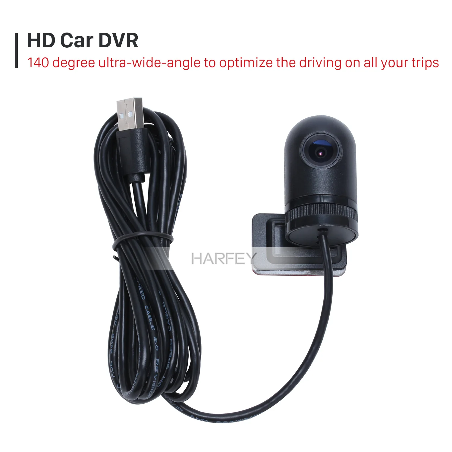 

Harfey 140 Degree Wide Angle HD 720P USB Car DVR front Camera Recording video Supporting Android 7.1 6.0 5.1