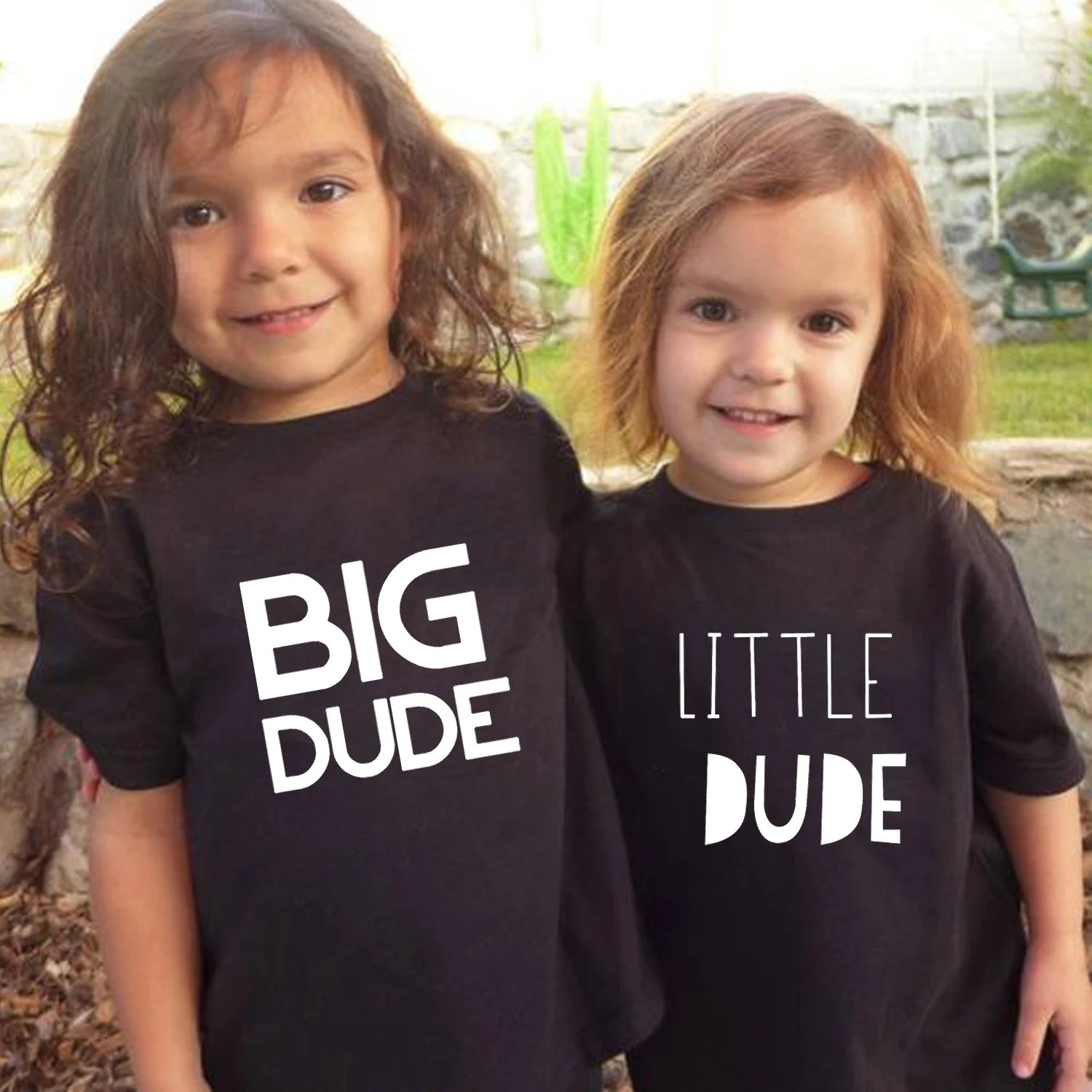Футболка с надписью Big Dude and Little летний комплект одежды для детей футболка