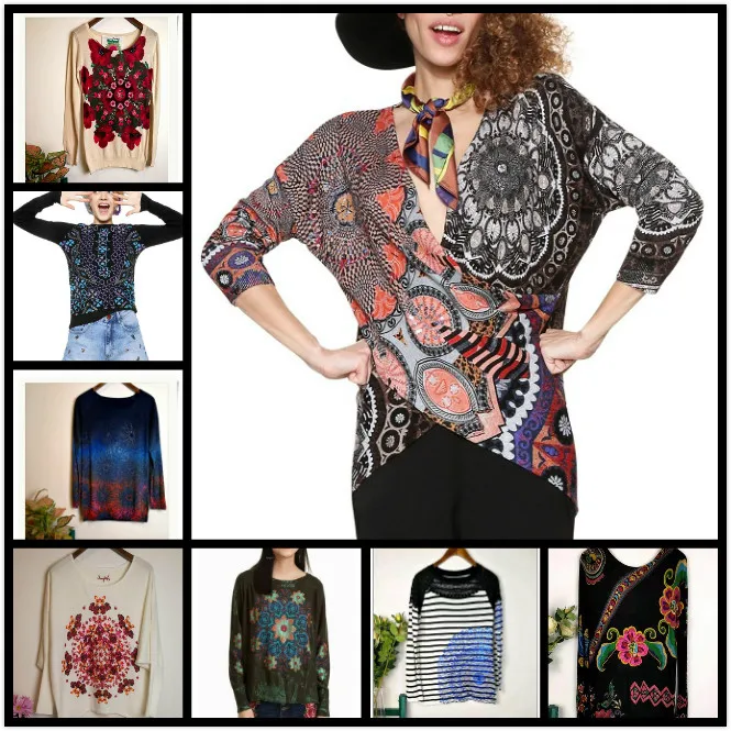 

D Spanish amorous feelings of new fund of autumn winter tang feng beauty printing womens sweaters