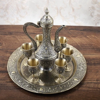

Metal Wine Game Fashion Wine 1 Set 1 Plate 1 Pot 6 Cups Tools Copper Wedding China Wholesale Factory Bronze Arts