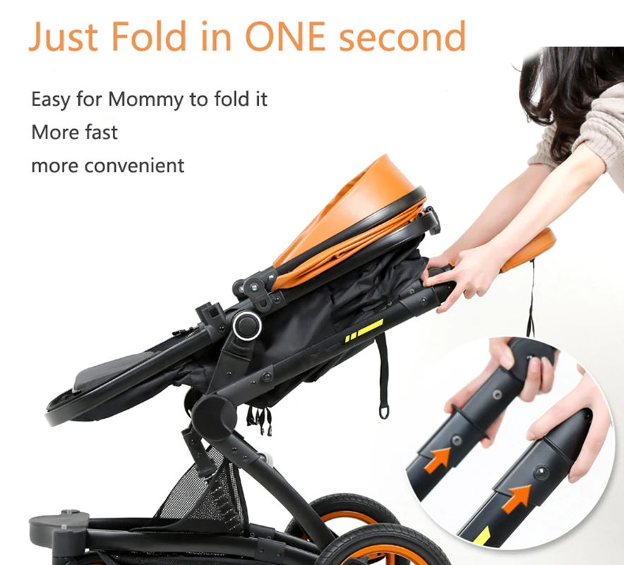  3 in 1 Baby Stroller Cortical bi-directional Stroller High-view Shock Absorber Stroller Foldable Ne