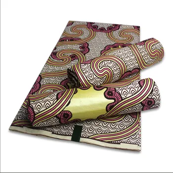 

2020 Latest style 100% cotton Veritable Ankara Real Wax Gold powder shiny! Nigerian Ghana Wax Fabric High Quality Women Wax